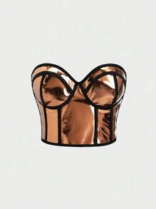 SHEIN Unity Criss-Cross Back Bralette Crop Top - Gold - View 1