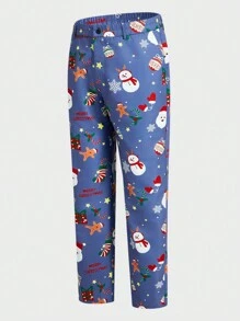 Manfinity VCAY Men's Woven Fashionable Casual Loose Long Sleeve Christmas Pattern Open Front Jacket - Blue - View 8