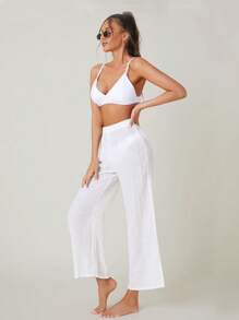 Swim Basics Summer Beach Solid Sheer Beach Pants