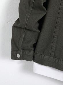 Manfinity CasualKnits Veste en jean décontractée pour hommes, minimaliste et élégante pour un port quotidien, automne - Militaire verte - Voir 4