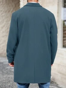 Manfinity Homme Plus Size Men's Casual Minimalist Solid Color Overcoat, Autumn/Winter