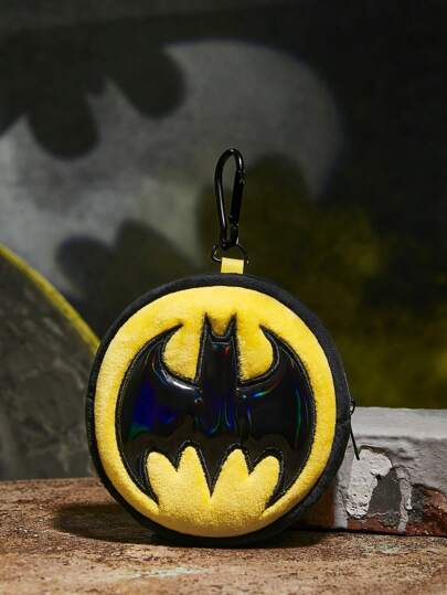 BATMAN X SHEIN 蝙蝠标志刺绣圆形零钱包、包袋饰品