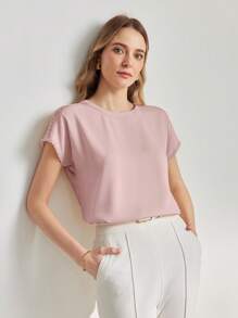 MOTF PREMIUM CONTRAST GUIPURE KANT BLOUSE MET VLEERMOUWEN