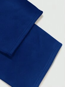 INAWLY 大码女式休闲简约纯色松紧腰宽松阔腿宽松运动裤 - 寶藍色 - 查看 6