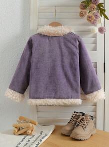 SHEIN Young Girl Y2K Retro Blue Denim Thermal Lined Jacket, Autumn/Winter - Purple - View 2