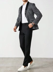 Manfinity Mode Conjunto de camisa de manga larga con botones al frente de unicolor y pantalón largo, look minimalista para hombres