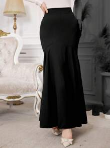 NOVVYNE Váy xòe đuôi cá bó sát cạp cao cho nữ - màu đen - Xem 3