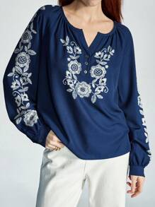 Aveloria Casual Placement Print Long Sleeve Shirt, Spring - Multicolor - View 2