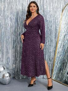 SHEIN Clasi Plus Size Simple Casual Daily Dress - Purple - View 5