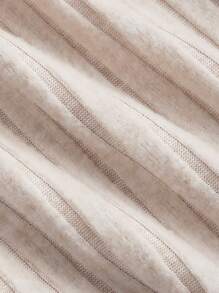 SHEIN MOD Pantalones anchos de talle alto y acanalados en talla grande color beige, apropiados para Año Nuevo, Día de San Valentín, citas, uso casual diario