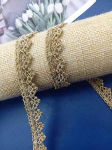 2 码/5 码金银水溶性绣花线三角蕾丝花边 - DIY 缝纫丝带，适用于服装、衣服、鞋子、帽子、包包、家居装饰、服装配饰 | 金属工艺饰边、时尚点缀、剪贴簿用品 - 金色 - 查看 3