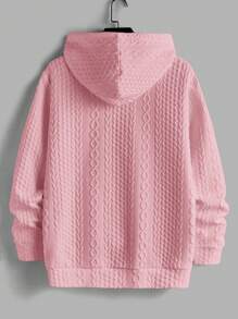 Manfinity VCAY 2pcs Men's Jacquard Pattern Slim Fit Casual Hoodie Set, Suitable For Autumn - Dusty Pink - View 5