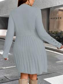 Celure Vestido suéter con borde de paraguas de unicolor elegante para mujeres de talla grande, para ropa de otoño y Año Nuevo