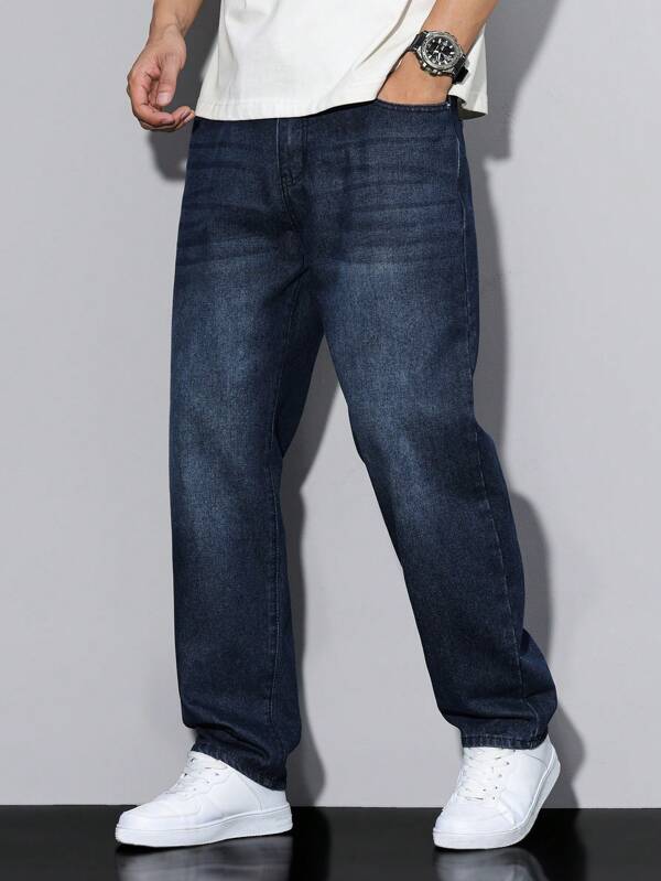 Manfinity Homme Men's Casual Distressed Tapered Leg Jeans