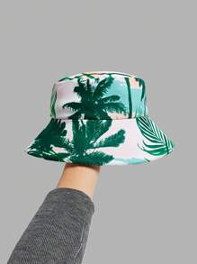 SHEIN 3pcs/Set Tween Boy Vacation Palm Tree Graphic Swimsuit, Swim Trunks & Hat - White - View 15