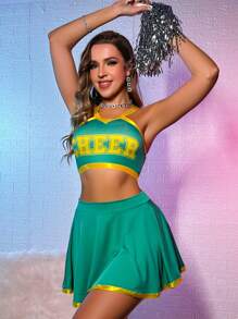 4pcs Women Costume Set (Top, Skirt, Headpiece)
