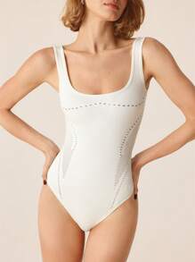 SHEIN Sports 简约纯色镂空无袖运动连体裤