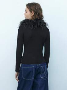 Maija Cárdigan de manga larga ajustado, de escote en V profundo y efecto mullido, de moda urbana versátil para mujer, para Año Nuevo, Día de San Valentín, festivales