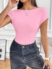 Muchica 女士粉色针织露背紧身衣 - 粉色 - 查看 2