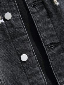 Manfinity Homme Plus Size Men's Single Breasted Drawstring Hooded Casual Denim Jacket For Autumn Hang Out Going Out College Vacation Street