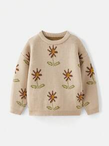 Maija Kids Maija Kids 2pcs/Set Young Girl Floral Pattern Sweater And Sweatpants Casual Suit - Apricot - View 7