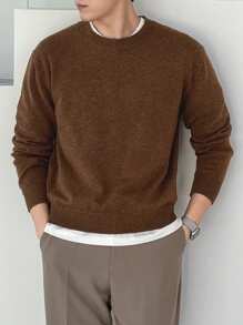 DAZY Męski swobodny, jednolity kolor, dzianinowy sweter, jesień