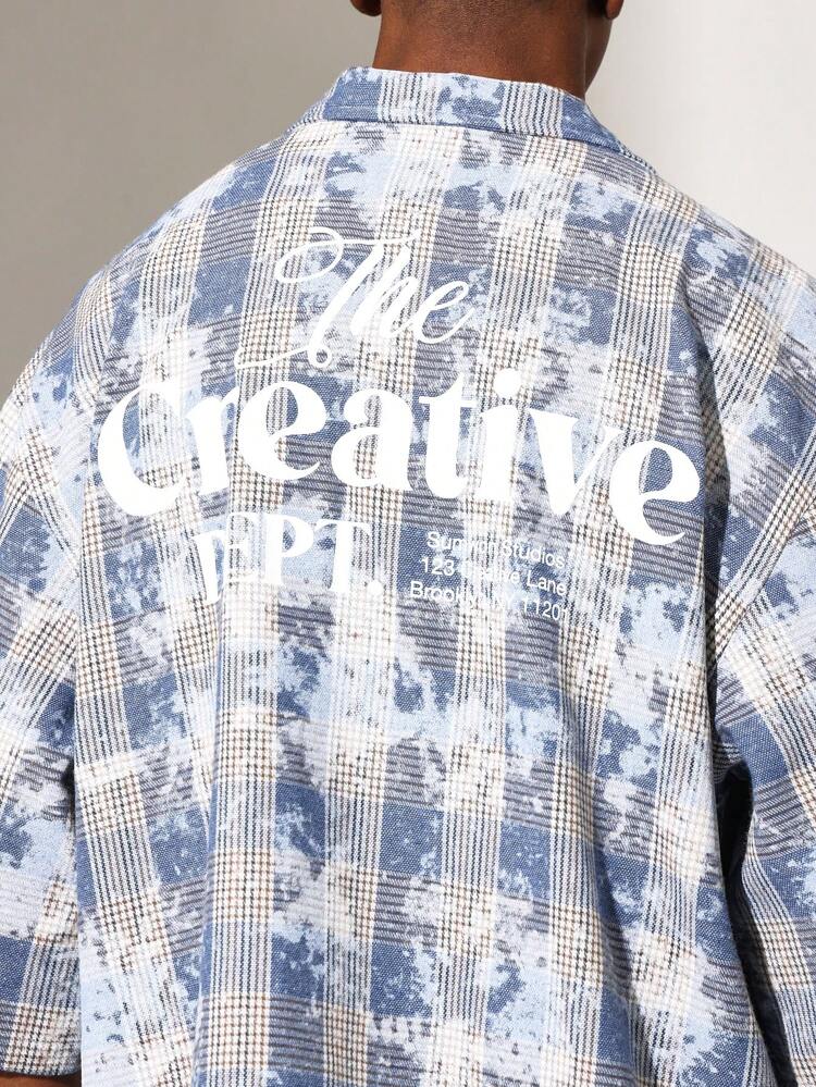 Hemd mit Karomuster, Revere-Kragen und normaler Passform, Kurzarm