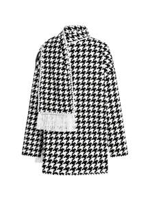 Ellevyn Women's Casual Regular Jacket, Simple & Fashionable, For Everyday Wear Winter Women Outfits Women Coats Black&White Houndstooth Coat - Black and White - View 2