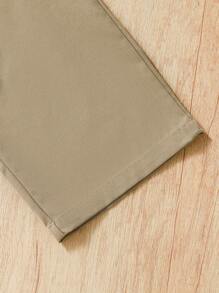 Sparklyn Tween Girls' Casual Solid Color Straight Leg Cargo Pants - Khaki - View 6