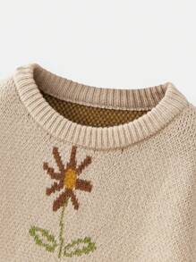 Maija Kids Maija Kids 2pcs/Set Young Girl Floral Pattern Sweater And Sweatpants Casual Suit - Apricot - View 3