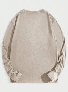 Manfinity VCAY Men's Solid Color Knit Long Sleeve Casual T-Shirt - Camel - View 9