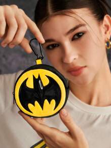 BATMAN X SHEIN 蝙蝠标志刺绣圆形零钱包、包袋饰品 - 彩色 - 查看 4