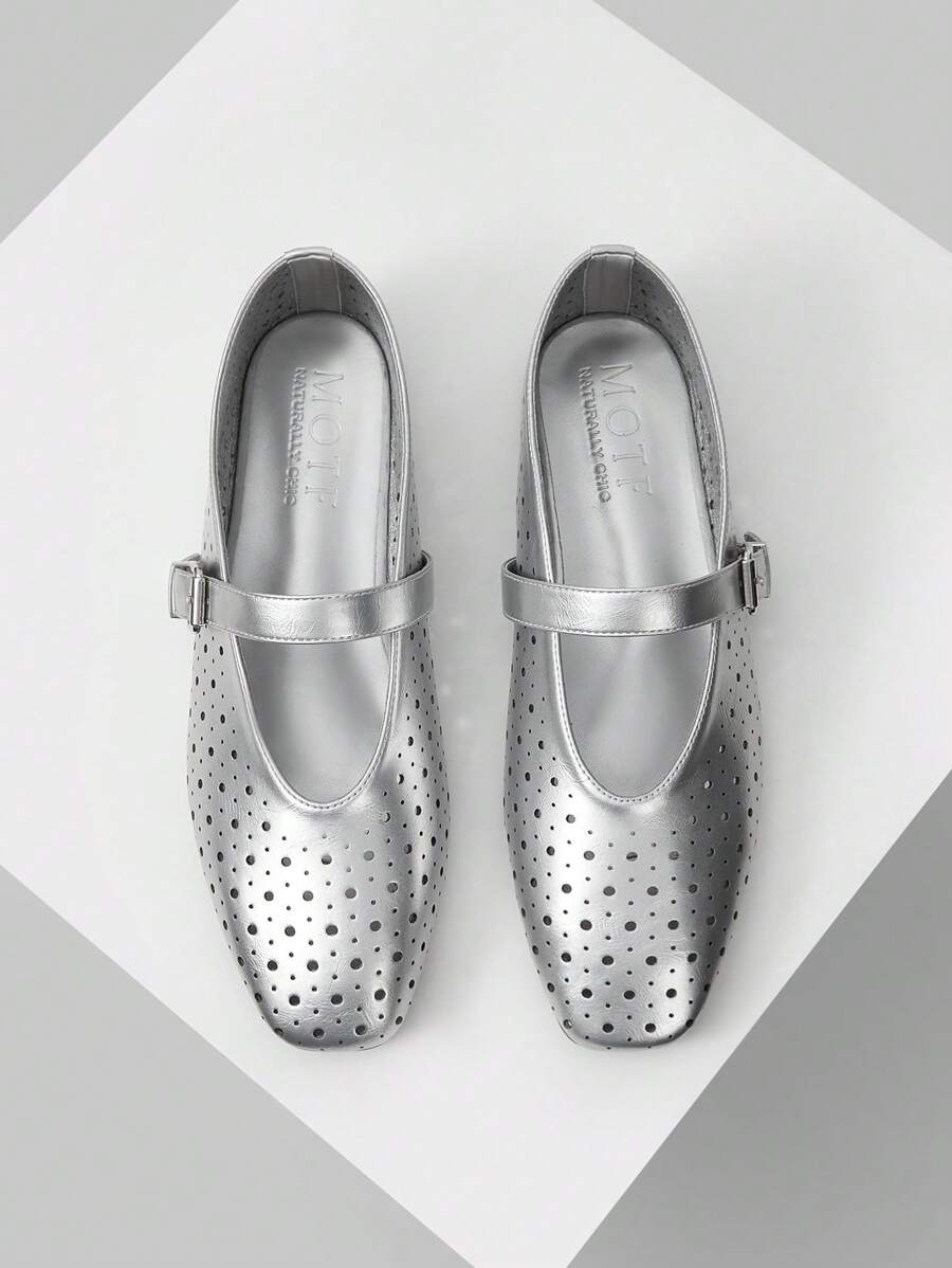 MOTF PREMIUM GIÀY LÓT MŨI VUÔNG CẮT LASER DÀNH CHO NỮ, CHO NGÀY VALENTINE, GIÀY MÙA XUÂN, KỲ NGHỈ XUÂN LỄ PHỤC SINH - Bạc - Xem 1