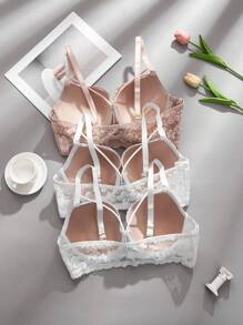 Bộ 3 Áo Ngực Ren Cỡ Lớn Có Gọng Đồ Lót - Nhiều màu - Xem 2