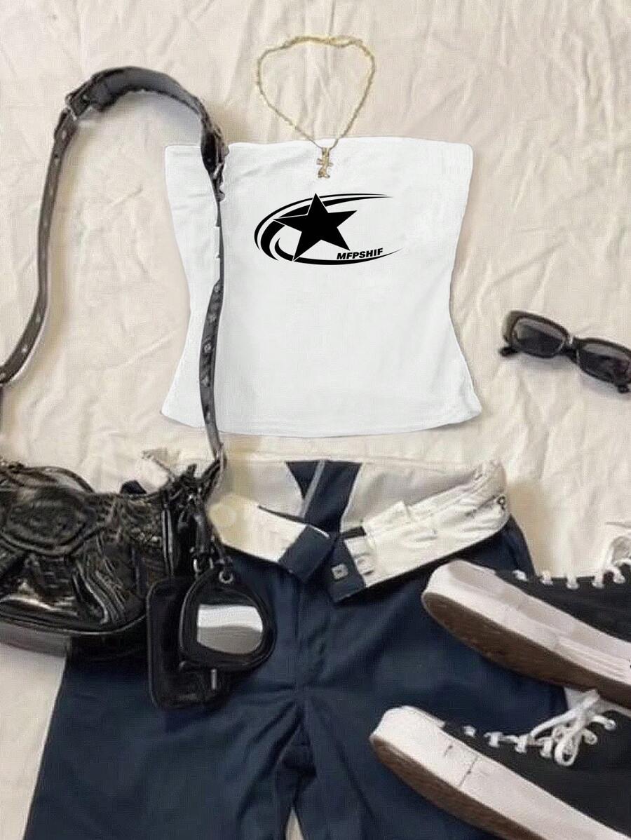 Attitoon Women Casual Pentagram Pattern Sexy Camisole, Suitable For Summer Suitable For Going Out - White - View 1