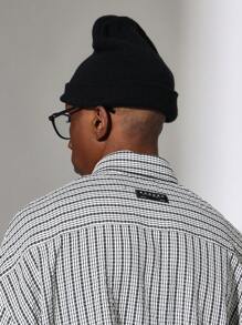 SUMWON Crop Fit Checkered Long Sleeve Shirt And Loose Fit Pants 2 Piece Set - Black and White - View 7