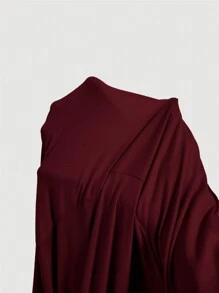 SHEIN MOD 大码杏色高领无袖女式连衣裙、秋季长裙、巡游女装、优雅连衣裙、晚礼服、秋季女装、舞会礼服、万圣节礼服、返校节礼服、海滩女装、连衣裙、复古连衣裙 - 酒紅色 - 查看 5