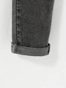 SHEIN Teen Boy Fashion Casual Black Denim Baggy Jacket And Stretch Denim Skinny Jeans For Dailywear And Boys Outfits - Black - View 9