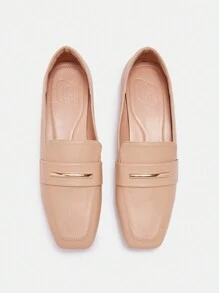 CUCCOO BIZCHIC Simple Apricot Fashion Elegant Commute Square Toe Flat Shoes Spring Shoes Spring Break Easter - Apricot - View 4