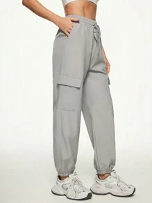 Easithlete Women Solid Color Sports Long Pants, Casual And Fashionable For Daily Wear