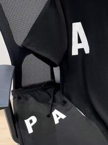 SHEIN Teen Boys' Casual School Stylish Simple Practical Versatile Cute Soft Comfortable Daily, School, Travel, Sports Graphic Tee And Shorts Set - Black - View 9