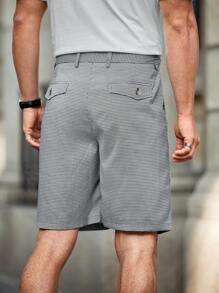 Manfinity Homme Men's Plain Casual Shorts, Minimalist And Fashionable For Daily Wear - Black and White - View 2