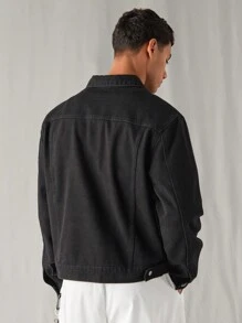 Manfinity Hypemode Men's Black Washed Denim Casual Jacket - Black - View 2