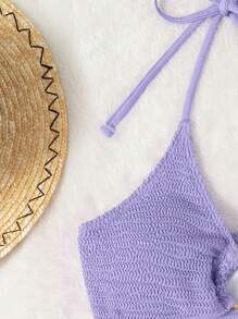 Swim Basics Summer Beach 3packs Textured Ring Linked Bikini With Beach Skirt