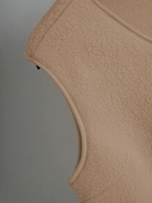 Chiquease Women's Solid Color Single-Breasted Vest With Pockets Jacket, Autumn/Winter - Orange - View 6