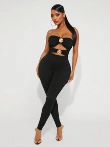 Radiana Fall Women Clothes;Women's Bra Cup Cross Twist Hollowed Out Metal Rose Accessories Bodysuit, 3D Three-Dimensional Flower;For Cocktail Party, Romantic Date, Layered Dress, Party, Formal Event, Nightclub, Halloween, Christmas