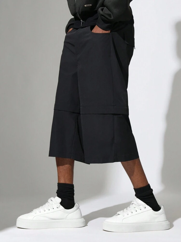 Jorts convertibles de nylon de un solo color a shorts