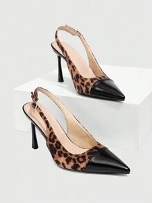 CUCCOO SZL Women's Pointed Toe Sexy Velvet Leopard Pattern High Heel Backless Pumps, Hot Chic Style For Christmas, New Year Party Valentine's Day - Black - View 5