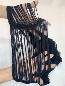 Swim SXY Summer Beach Ripped Cover Up Dress Without Bikini Set - Black - View 8