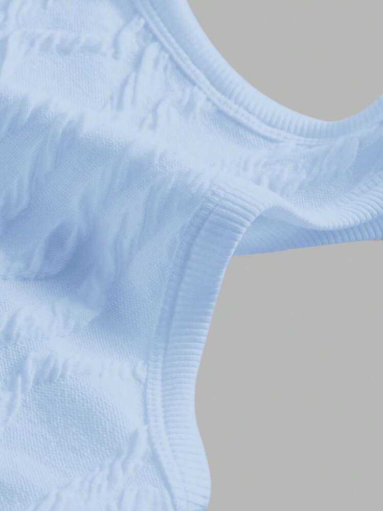 Comfortcana 大码纯色简约休闲背心，时尚日常穿着 - 藍色 - 查看 3